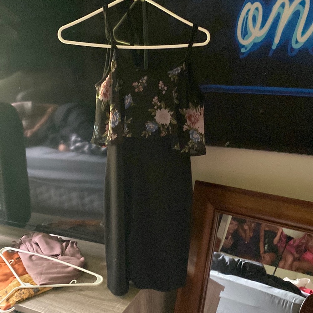 short black dress with flowers